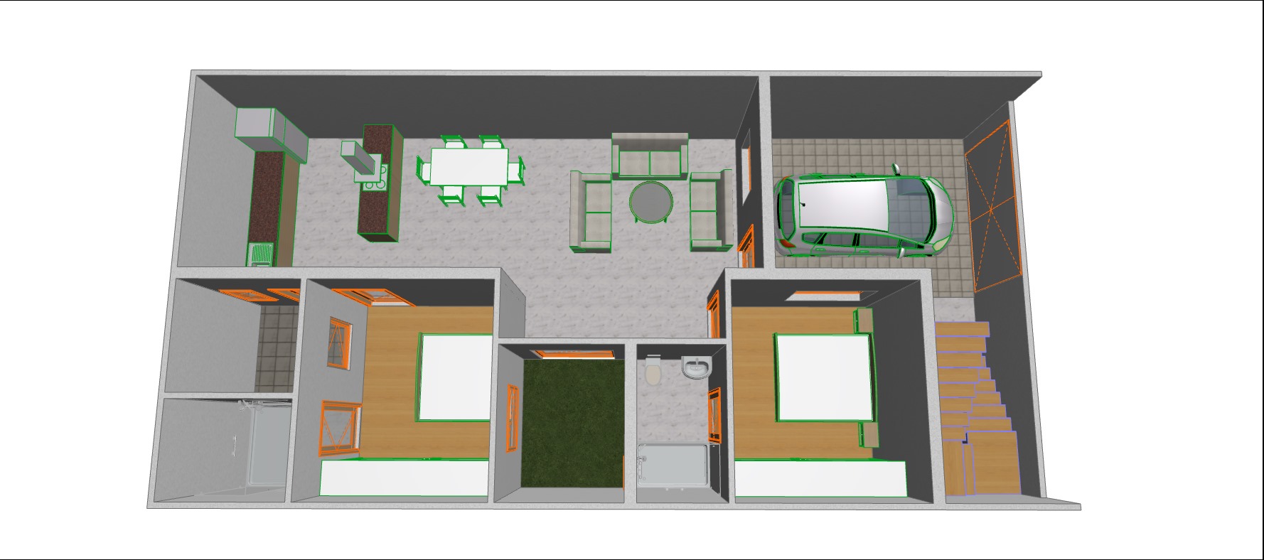 20ft x 50ft house plan option 1.1